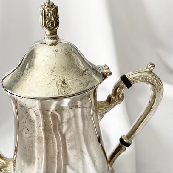 Vintage Silver Plated Coffee Pot with Floral Accents - Picture 7 of 11